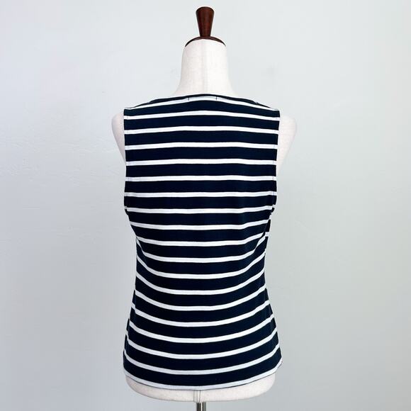 Nation LTD Navy Playa Stripe V-Neck Sleeveless Terri Tie Tank - Picture 8 of 14